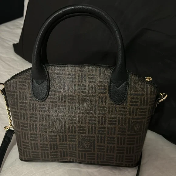 ANNE KLEIN | NWOT Dome Crossbody Satchel | Brown and Black with Lion Print - Picture 4 of 9